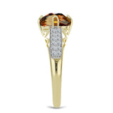 Inel din Argint 925 Placat cu Aur ( 2.57 grame ) cu Cuarț Coniac și Topaz Alb 2.2 Carate