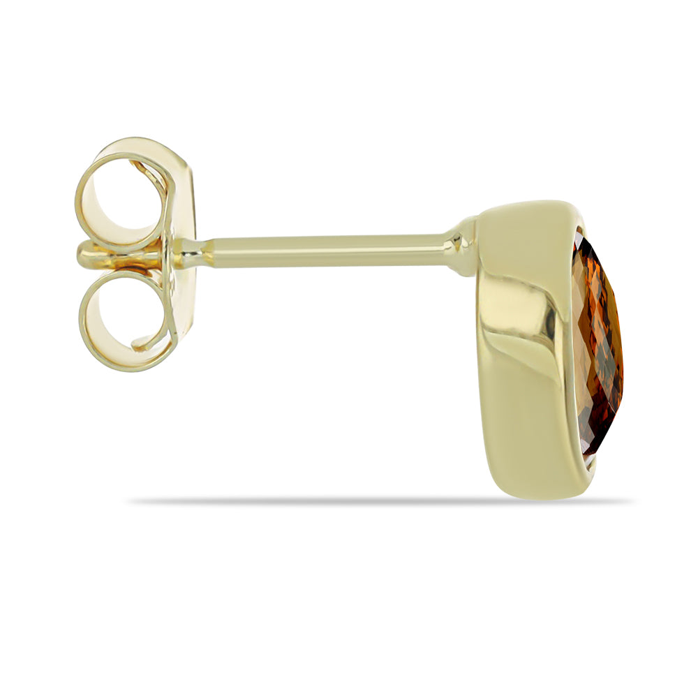 Cercei din Argint 925 Placat cu Aur ( 1.32 grame ) cu Cuarț Coniac 1.26 Carate