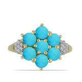 Inel din Argint 925 Placat cu Aur ( 2.68 grame ) cu Turcoaz ”Frumoasa Adormită” și Topaz Alb 1.53 Carate