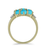 Inel din Argint 925 Placat cu Aur ( 2.68 grame ) cu Turcoaz ”Frumoasa Adormită” și Topaz Alb 1.53 Carate