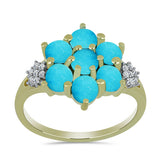 Inel din Argint 925 Placat cu Aur ( 2.68 grame ) cu Turcoaz ”Frumoasa Adormită” și Topaz Alb 1.53 Carate