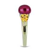 Inel din Argint 925 Placat cu Aur ( 2.98 grame ) cu Perlă de cultură Violet și Citrin Ural 4.04 Carate