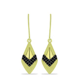 Cercei din Argint 925 Placat cu Aur ( 4.37 grame ) cu Spinel Negru 0.37 Carate
