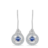 Cercei din Argint 925 ( 2.57 grame ) cu Moissanite Albastru Regal cultivat în laborator și Topaz Alb 0.84 Carate
