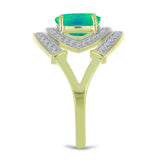 Inel din Argint 925 Placat cu Aur ( 3.75 grame ) cu Opal Verde Etiopian Lega Dembi și Topaz Alb 1.12 Carate