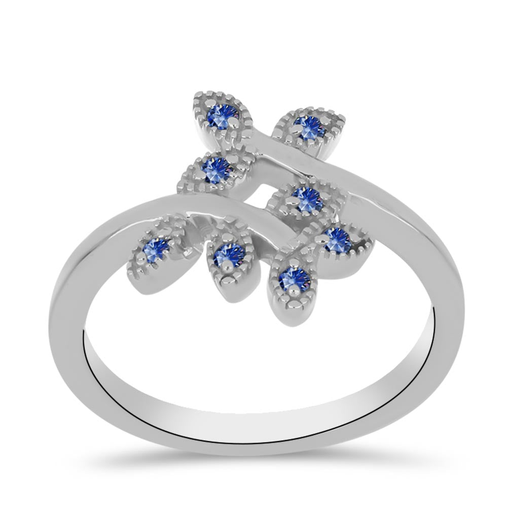 Inel din Argint 925 ( 2.84 grame ) cu Moissanite Albastru Regal cultivat în laborator 0.11 Carate