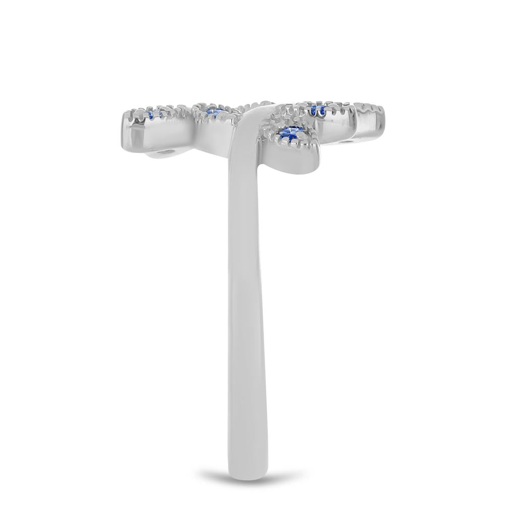 Inel din Argint 925 ( 2.84 grame ) cu Moissanite Albastru Regal cultivat în laborator 0.11 Carate
