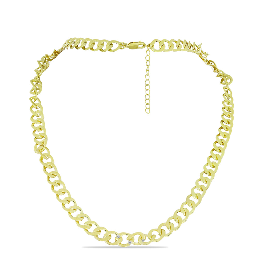 Colier din Argint 925 Placat cu Aur ( 25.78 grame ) cu Diamant Alb 0.03 Carate