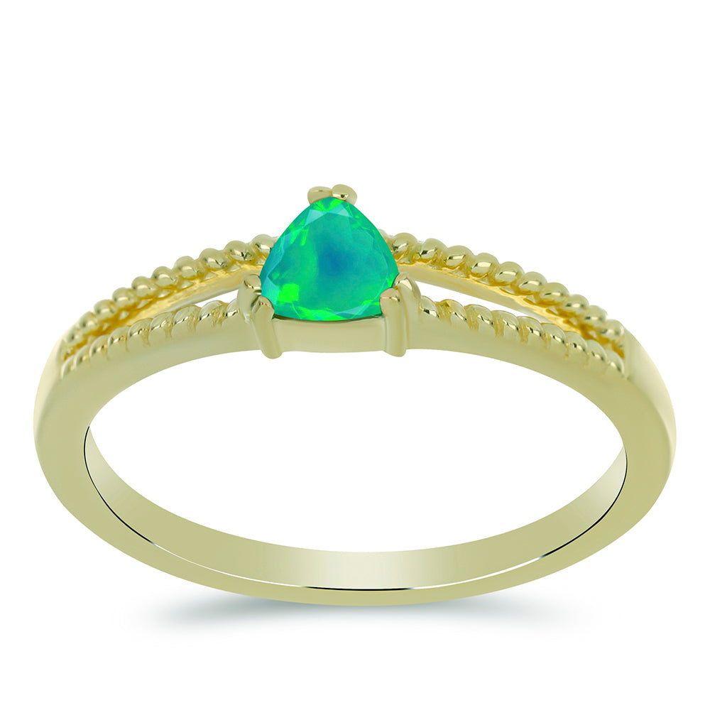 Inel din Argint 925 Placat cu Aur ( 2.29 grame ) cu Opal Verde Etiopian Lega Dembi 0.25 Carate