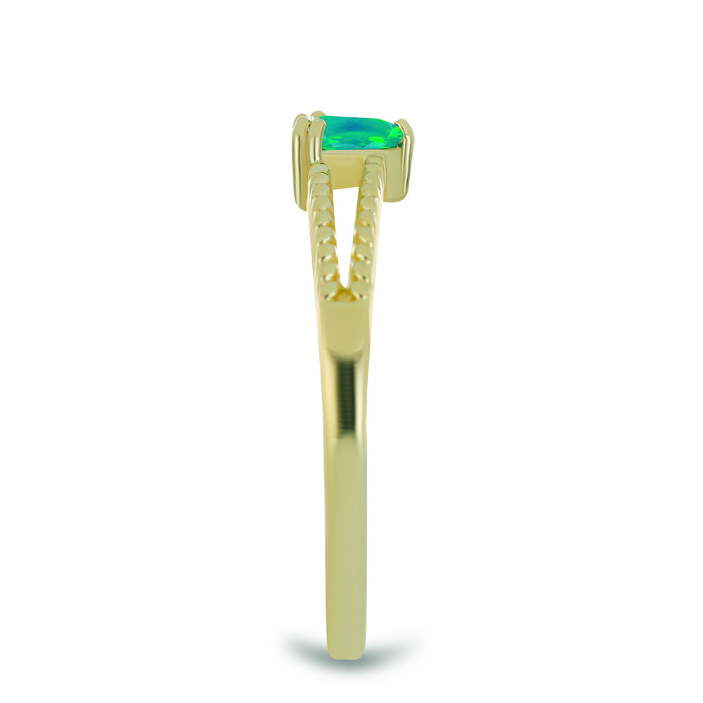 Inel din Argint 925 Placat cu Aur ( 2.29 grame ) cu Opal Verde Etiopian Lega Dembi 0.25 Carate