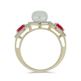 Inel din Argint 925 Placat cu Aur ( 4.27 grame ) cu Perlă de Apă Dulce Albă și Rubin Malagasy 4.13 Carate