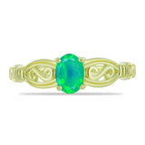 Inel din Argint 925 Placat cu Aur ( 2.64 grame ) cu Opal Verde Etiopian Lega Dembi 0.44 Carate