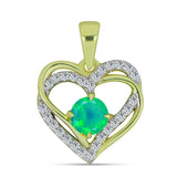 Pandantiv din Argint 925 Placat cu Aur ( 1.74 grame ) cu Opal Verde Etiopian Lega Dembi și Topaz Alb 0.53 Carate