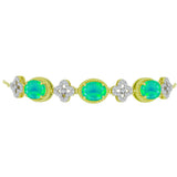 Brățară din Argint 925 Placat cu Aur ( 6.69 grame ) cu Opal Verde Etiopian Lega Dembi și Topaz Alb 3.63 Carate