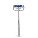 Inel din Argint 925 ( 1.68 grame ) cu Moissanite Albastru Regal cultivat în laborator 0.53 Carate