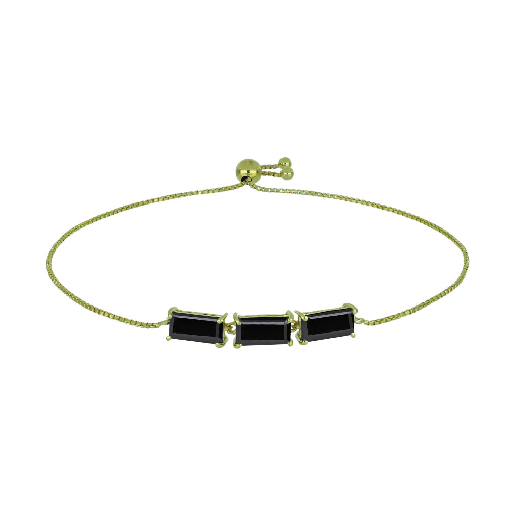 Brățară din Argint 925 Placat cu Aur ( 3.37 grame ) cu Spinel Negru 6.51 Carate