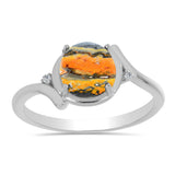 Inel din Argint 925 ( 2.31 grame ) cu Jasp Bumble Bee și Topaz Alb 1.85 Carate