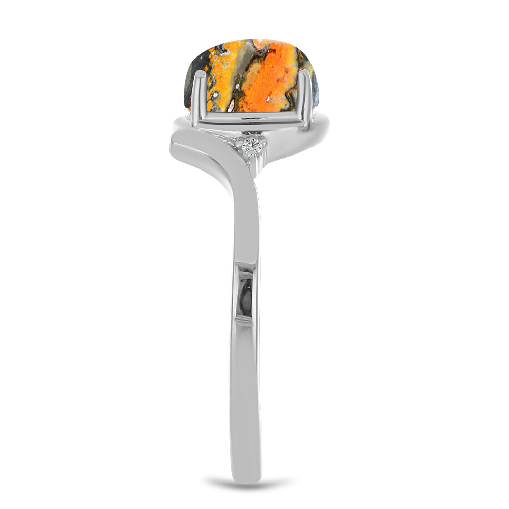 Inel din Argint 925 ( 2.31 grame ) cu Jasp Bumble Bee și Topaz Alb 1.85 Carate