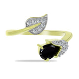 Inel din Argint 925 Placat cu Aur ( 2.94 grame ) cu Spinel Negru și Topaz Alb 0.76 Carate