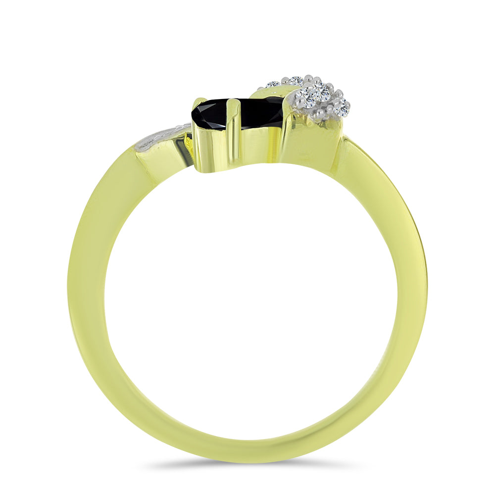 Inel din Argint 925 Placat cu Aur ( 2.94 grame ) cu Spinel Negru și Topaz Alb 0.76 Carate