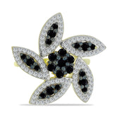 Inel din Argint 925 Placat cu Aur ( 6.47 grame ) cu Spinel Negru și Topaz Alb 1.63 Carate