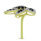 Inel din Argint 925 Placat cu Aur ( 6.47 grame ) cu Spinel Negru și Topaz Alb 1.63 Carate