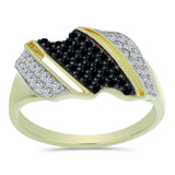 Inel din Argint 925 Placat cu Aur ( 2.94 grame ) cu Spinel Negru și Topaz Alb 0.6 Carate