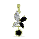Pandantiv din Argint 925 Placat cu Aur ( 1.4 grame ) cu Spinel Negru și Topaz Alb 0.89 Carate