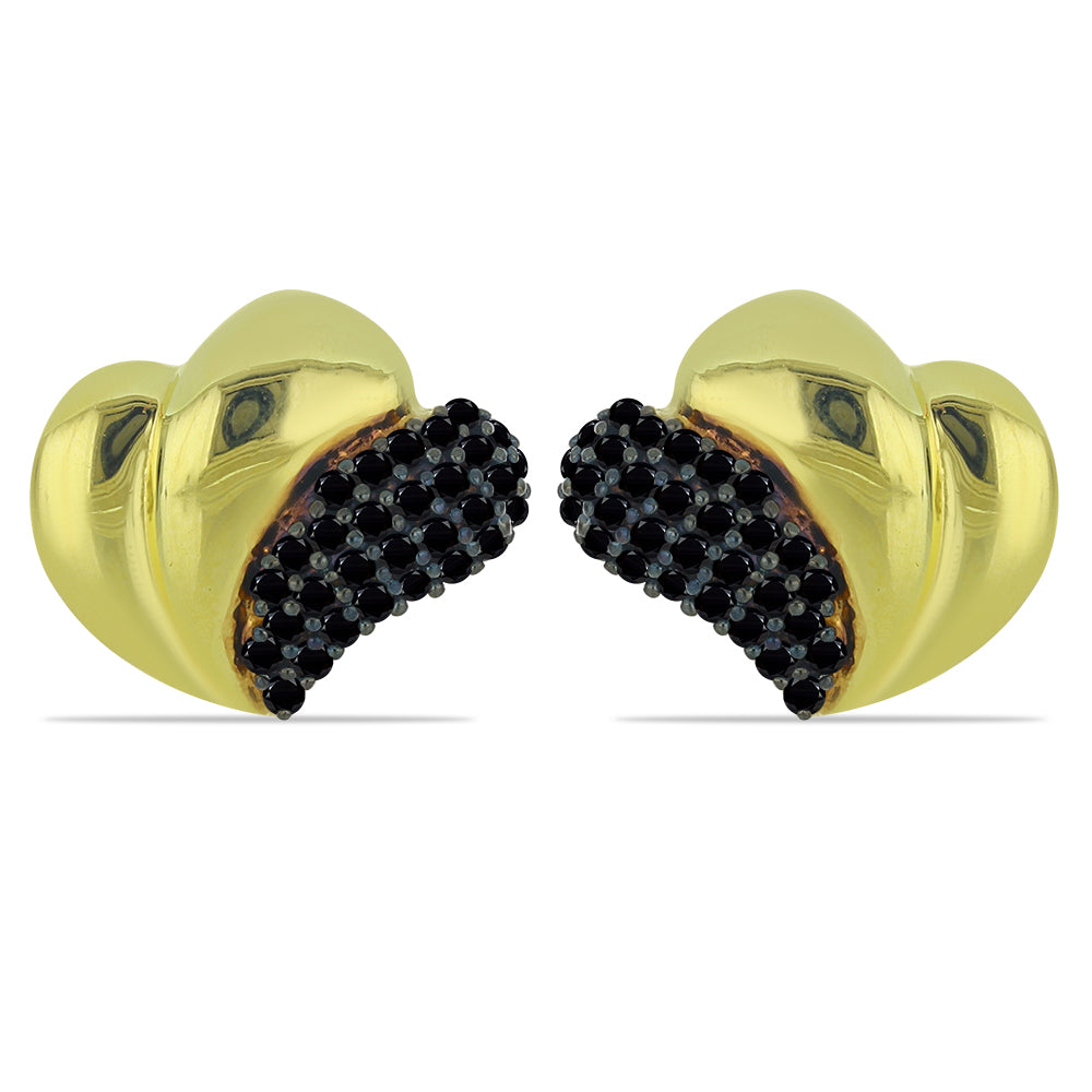 Cercei din Argint 925 Placat cu Aur ( 3.35 grame ) cu Spinel Negru 0.48 Carate