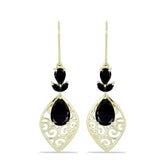 Cercei din Argint 925 Placat cu Aur ( 4.97 grame ) cu Spinel Negru 6.21 Carate
