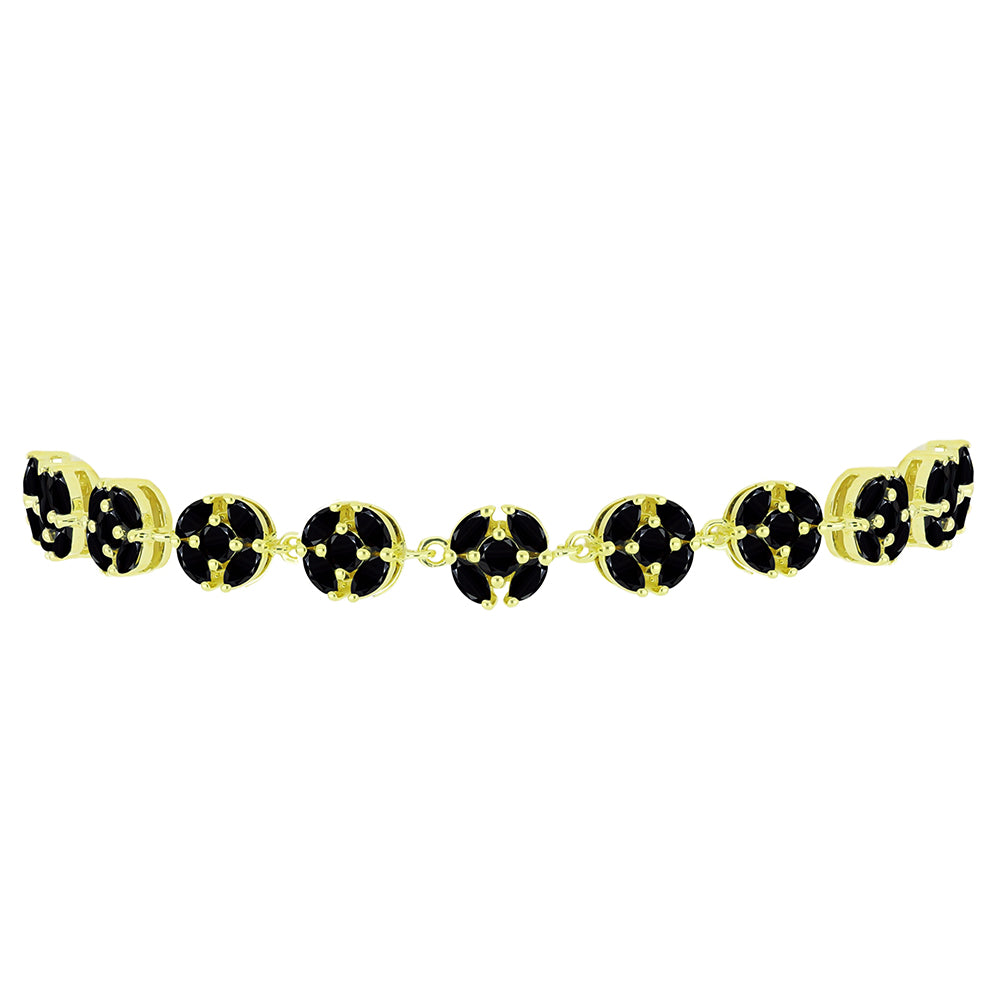 Brățară din Argint 925 Placat cu Aur ( 8.36 grame ) cu Spinel Negru 6.04 Carate