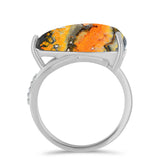 Inel din Argint 925 ( 3.8 grame ) cu Jasp Bumble Bee și Topaz Alb 9.86 Carate