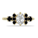 Inel din Argint 925 Placat cu Aur ( 2.08 grame ) cu Spinel Negru și Topaz Alb 1.42 Carate