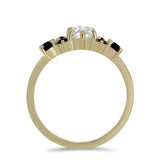 Inel din Argint 925 Placat cu Aur ( 2.08 grame ) cu Spinel Negru și Topaz Alb 1.42 Carate