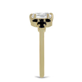 Inel din Argint 925 Placat cu Aur ( 2.08 grame ) cu Spinel Negru și Topaz Alb 1.42 Carate