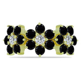 Inel din Argint 925 Placat cu Aur ( 3 grame ) cu Spinel Negru și Topaz Alb 3.17 Carate