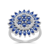 Inel din Argint 925 ( 4.36 grame ) cu Moissanite Albastru Regal cultivat în laborator 2.1 Carate