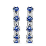 Cercei din Argint 925 ( 4.52 grame ) cu Moissanite Albastru Regal cultivat în laborator 1.05 Carate