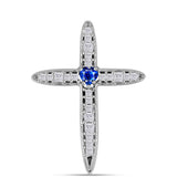 Cruce Pandantiv din Argint 925 ( 2.61 grame ) cu Safir Albastru Australian și Zircon Alb 1.39 Carate