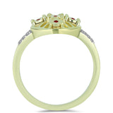 Inel din Argint 925 Placat cu Aur ( 3.09 grame ) cu Diamant Roșu și Diamant Alb 0.14 Carate