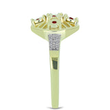 Inel din Argint 925 Placat cu Aur ( 3.09 grame ) cu Diamant Roșu și Diamant Alb 0.14 Carate