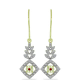 Cercei din Argint 925 Placat cu Aur ( 3.53 grame ) cu Diamant Roșu și Diamant Alb 0.19 Carate