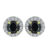 Cercei din Argint 925 Placat cu Aur ( 1.9 grame ) cu Obsidian și Topaz Alb 1.15 Carate