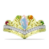 Inel din Argint 925 Placat cu Aur ( 3.83 grame ) cu Opal Welo și Turmalină Chakra 0.77 Carate