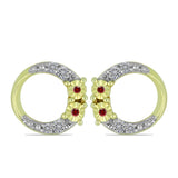 Cercei din Argint 925 Placat cu Aur ( 2.28 grame ) cu Diamant Roșu și Diamant Alb 0.21 Carate