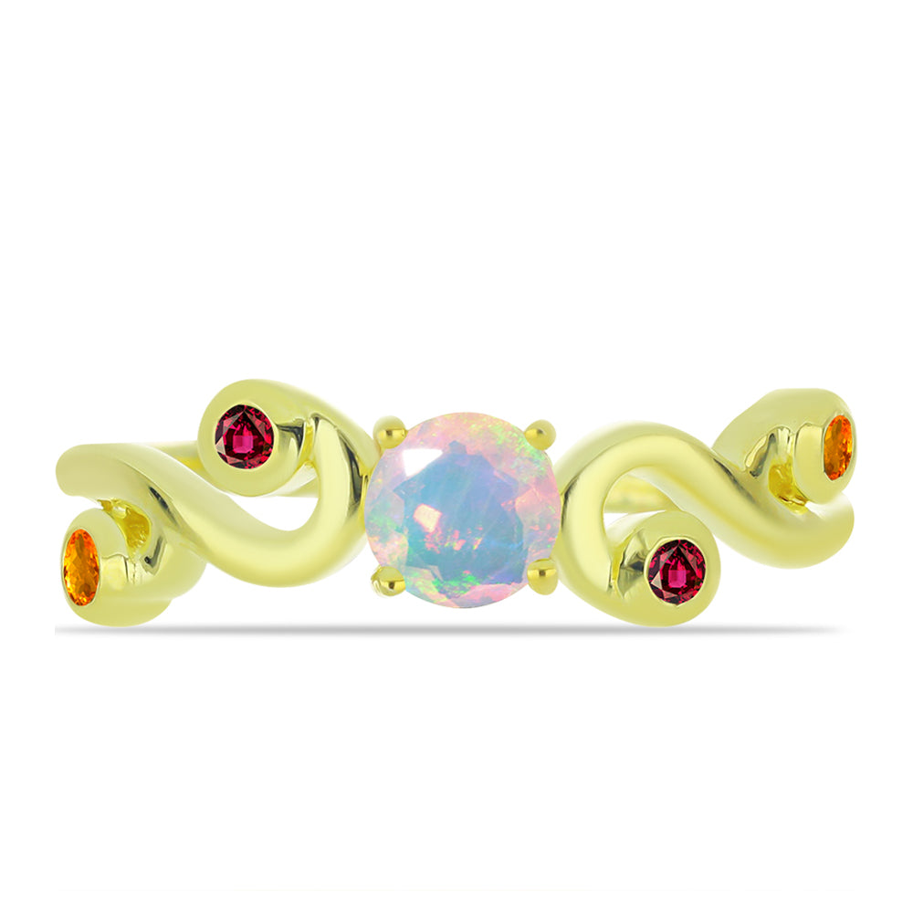 Inel din Argint 925 Placat cu Aur ( 2.28 grame ) cu Opal Welo și Turmalină Chakra 0.49 Carate