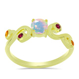 Inel din Argint 925 Placat cu Aur ( 2.28 grame ) cu Opal Welo și Turmalină Chakra 0.49 Carate