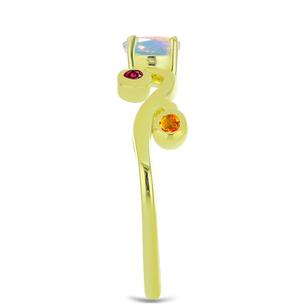 Inel din Argint 925 Placat cu Aur ( 2.28 grame ) cu Opal Welo și Turmalină Chakra 0.49 Carate