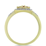 Inel din Argint 925 Placat cu Aur ( 2.4 grame ) cu Diamant Roșu și Diamant Alb 0.14 Carate