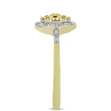 Inel din Argint 925 Placat cu Aur ( 2.4 grame ) cu Diamant Roșu și Diamant Alb 0.14 Carate